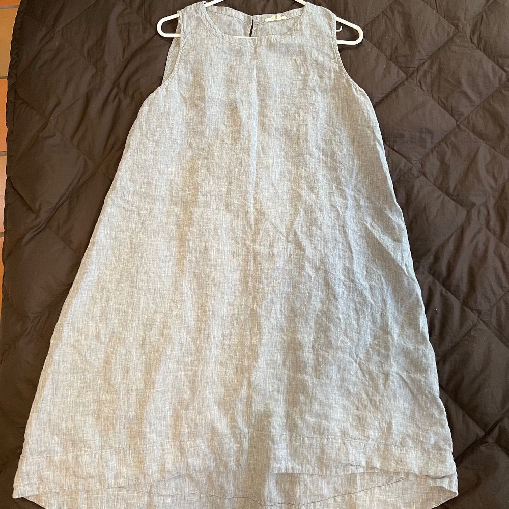 Eileen Fisher Linen Gray Sleeveless Dress Size Medium
